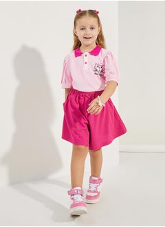 Styli Pink Panther Print Polo T-Shirt & Shorts Set  - Image 1