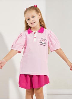 Styli Pink Panther Print Polo T-Shirt & Shorts Set  - Image 2
