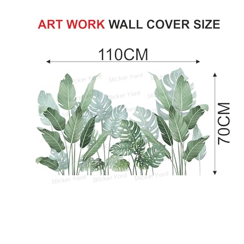 Sticker Yard PVC Vinyl Green Banana Leaves Self-Adhesive Wall Sticker for Home Decor/Decoration - Living Room, Bedroom, Kids Room (Multicolor,Size 110X70CM) - Image 4