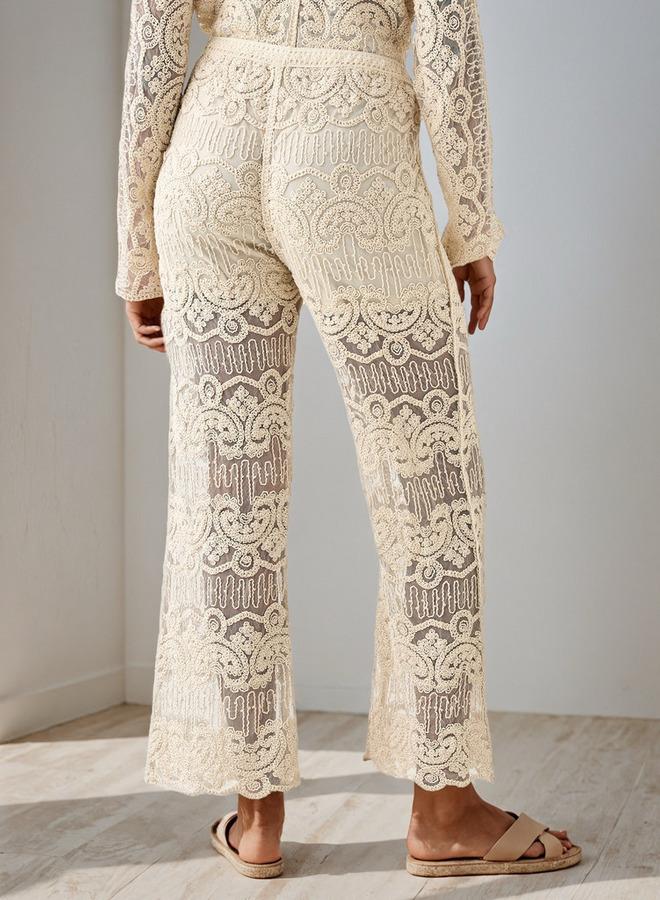 تواكستريمز بنطلون واسع الساق بنسيج كروشيه - Image 3