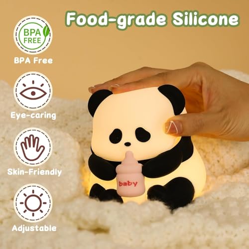 Desidiya® Baby Panda Rechargeable Silicone Night Lamp - Cute Panda Lamp, Kids Night Light, Nursery Decor, Birthday Gift, Silicone LED Light - Image 3