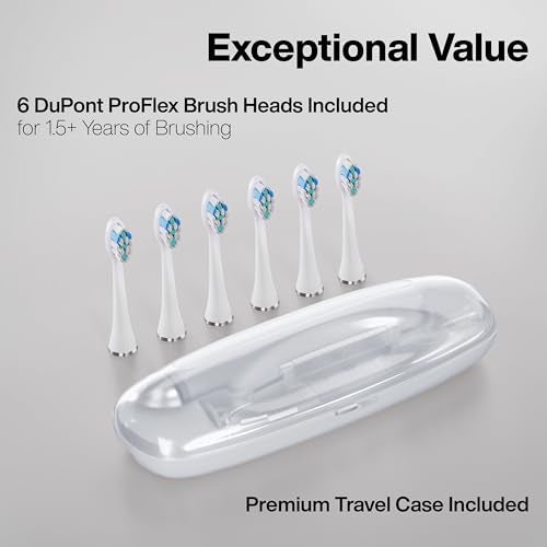 Aquasonic Vibe Series PRO – Ultra-Whitening Electric Toothbrush – 5 Modes & Smart Timers – Premium Travel Case & 6 Proflex Brush Heads – ADA Accepted Toothbrush (Optic White) - Image 5