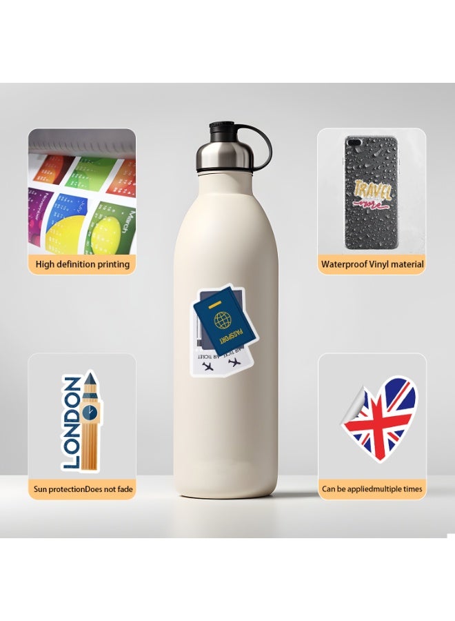 قوس قزح أورينبو 50 قطعة من ملصقات لندن لزجاجات المياه والكمبيوتر المحمول والهاتف والجيتار ولوح التزلج وقوارير المياه على الطراز البريطاني ملصقات عصرية مقاومة للماء للأطفال والمراهقين والفتيات والبالغين - Image 4