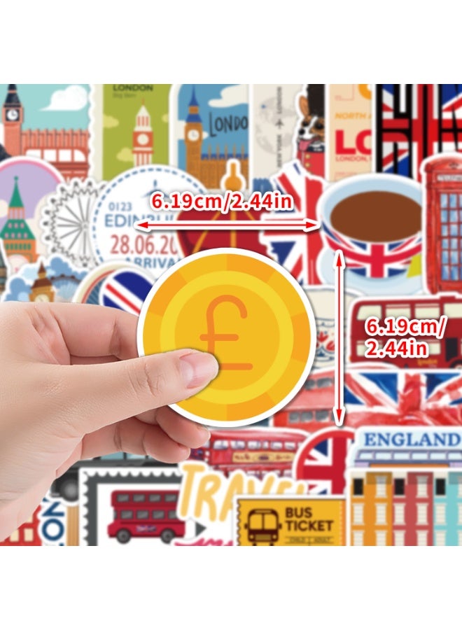 قوس قزح أورينبو 50 قطعة من ملصقات لندن لزجاجات المياه والكمبيوتر المحمول والهاتف والجيتار ولوح التزلج وقوارير المياه على الطراز البريطاني ملصقات عصرية مقاومة للماء للأطفال والمراهقين والفتيات والبالغين - Image 5