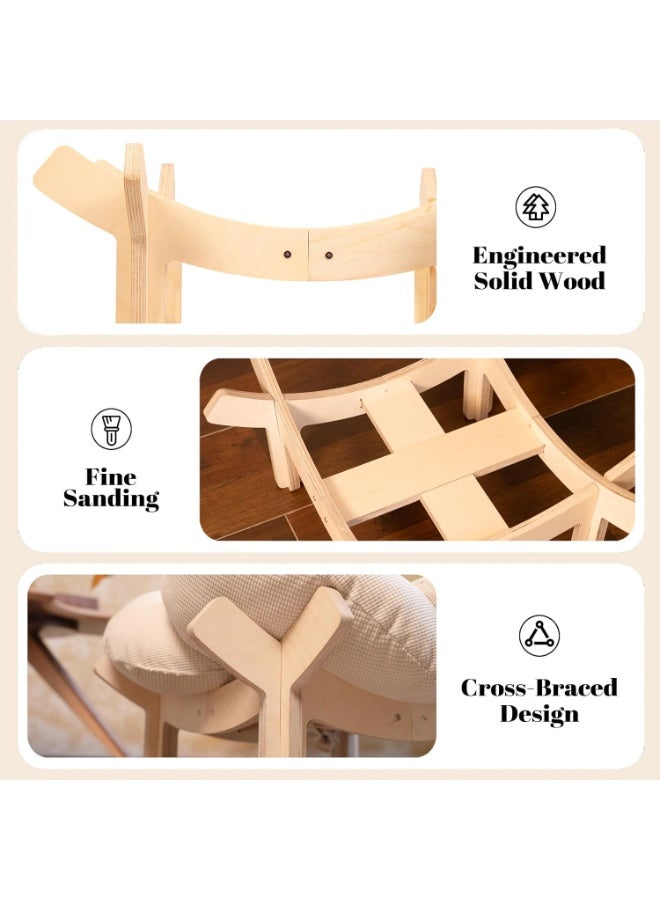 Arabest Elevated Cat Bed Wooden with Cushion Fluffy Pet Couch Sofa for Indoor Cats Raised Kitty Lounge Chair Suitable for Puppy, Cat Furniture(White) - Image 4
