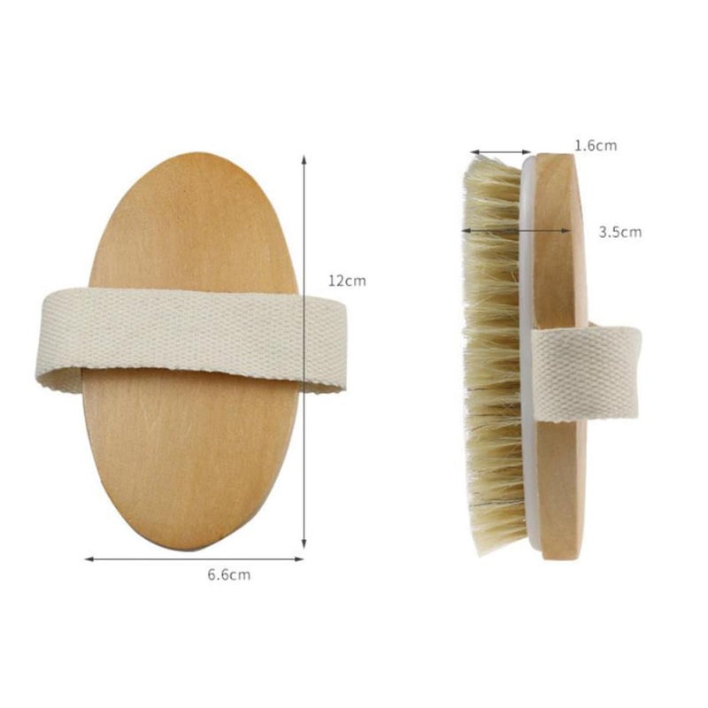 Natural Bristle Wooden Handle Body Scrub Brush Exfoliating Massage Shower Bath Brush - Image 3