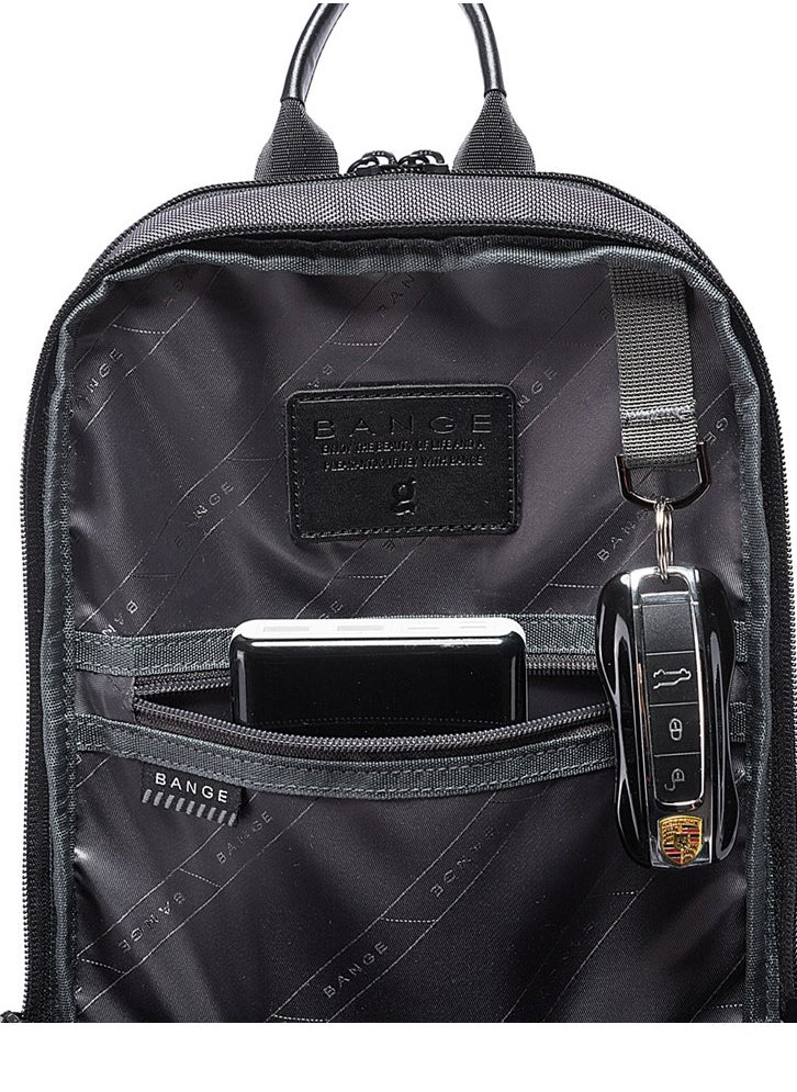BANGE - BANGE Anti theft Sling Backpack with Lock, Men's Sling Bag for Men, Shoulder Crossbody Backpack with USB Charging Port for Men and Women - Image 1