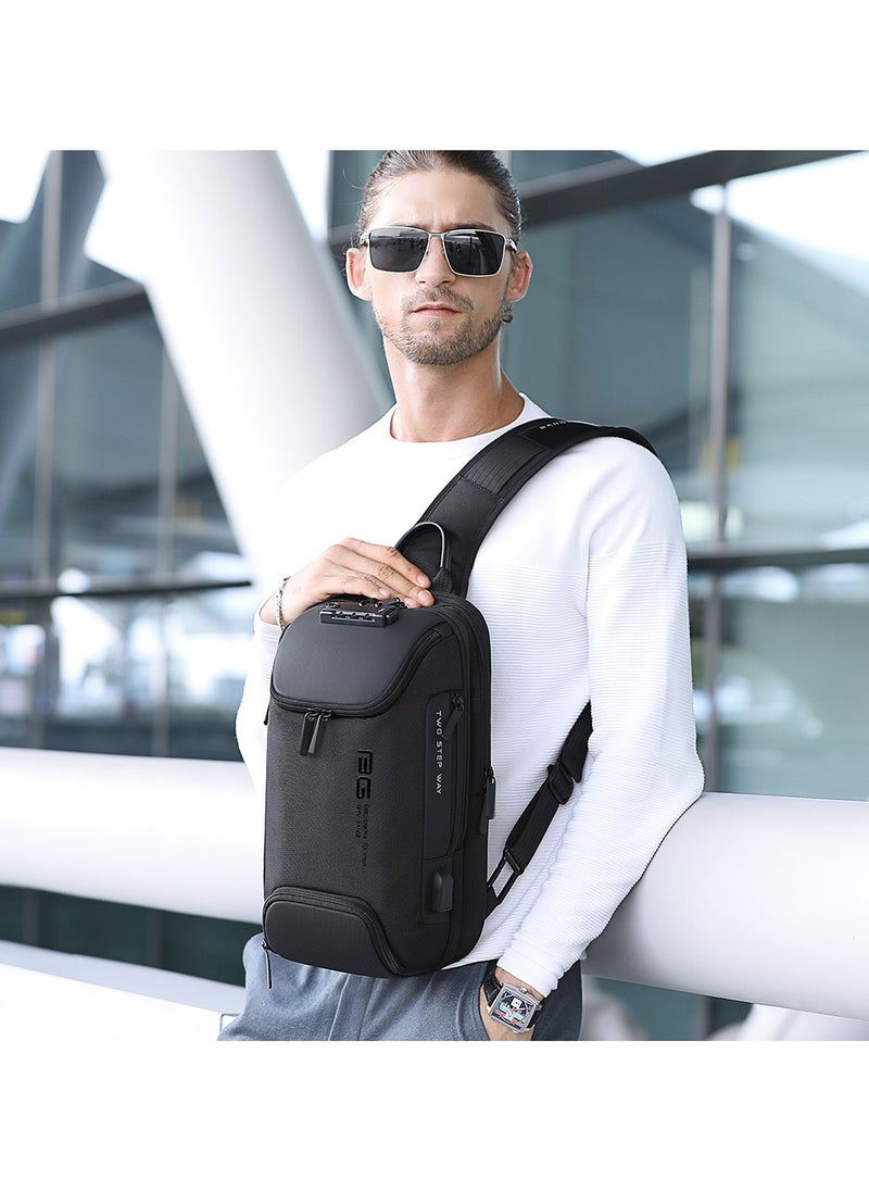 BANGE - BANGE Anti theft Sling Backpack with Lock, Men's Sling Bag for Men, Shoulder Crossbody Backpack with USB Charging Port for Men and Women - Image 1