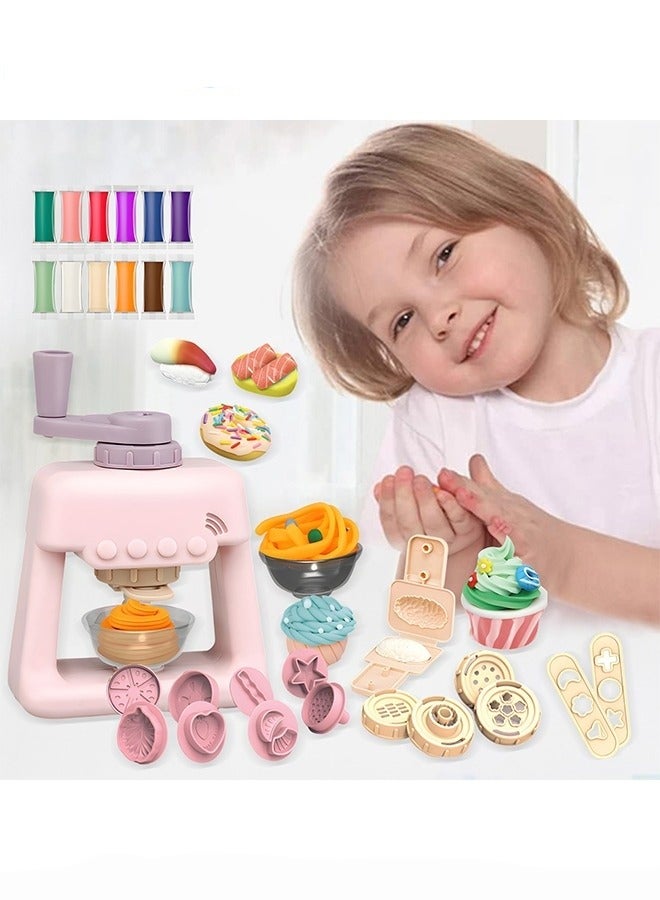 Playdough Set, Play dough Tools, Play dough Ice Cream Set with 28 PCS Play Dough Accessories and Play Clay Sets with 12 Colors Dough for 3 4 5 6 Years Old Boys and Girls Birthday Gift