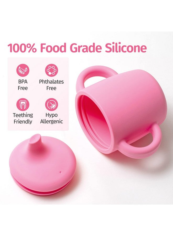 Silikong 8 Oz Silicone No Spill Sippy Cups For Toddlers and Babies | Dishwasher and Microwave Safe | 2 Pack (Pink/Gray) - Image 1