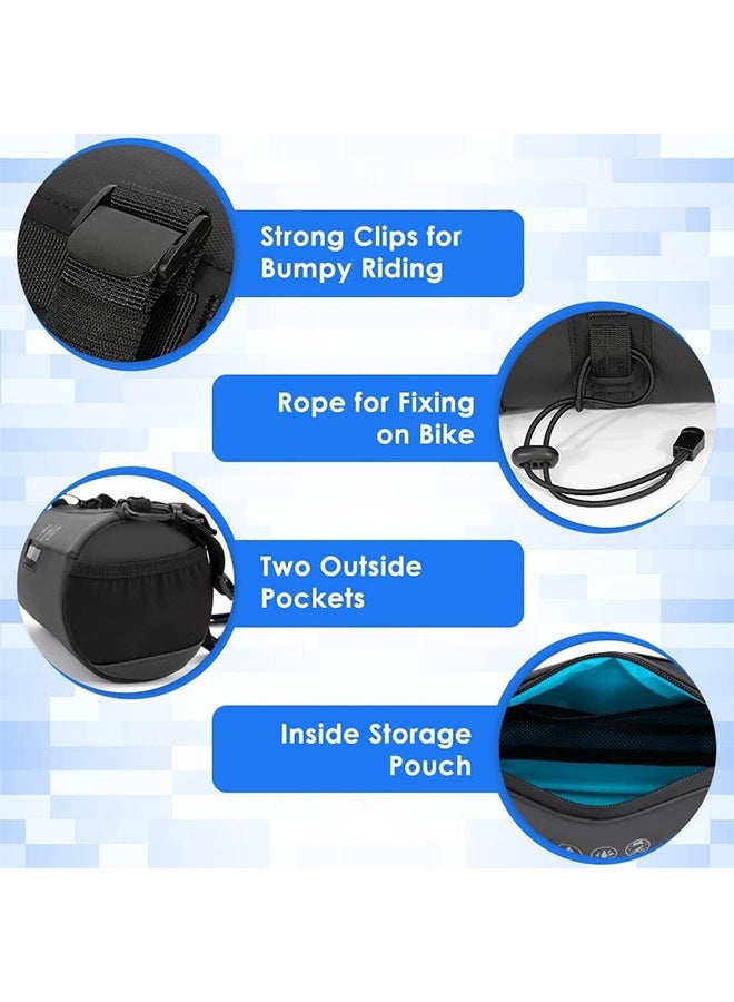MVAQKLM  Bike Handlebar Bag Waterproof - Bicycle Handlebar Roll Bag with Large Reflective Area, Bike Front Pouch with Waterproof Zipper Shoulder Strap Removable Straps for Cycling (Cylinder, 2L) - Image 5