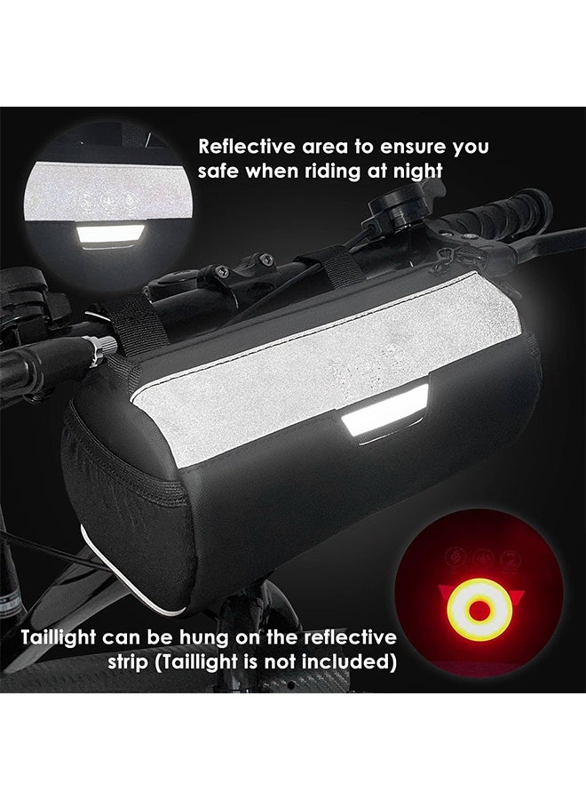 MVAQKLM  Bike Handlebar Bag Waterproof - Bicycle Handlebar Roll Bag with Large Reflective Area, Bike Front Pouch with Waterproof Zipper Shoulder Strap Removable Straps for Cycling (Cylinder, 2L) - Image 2
