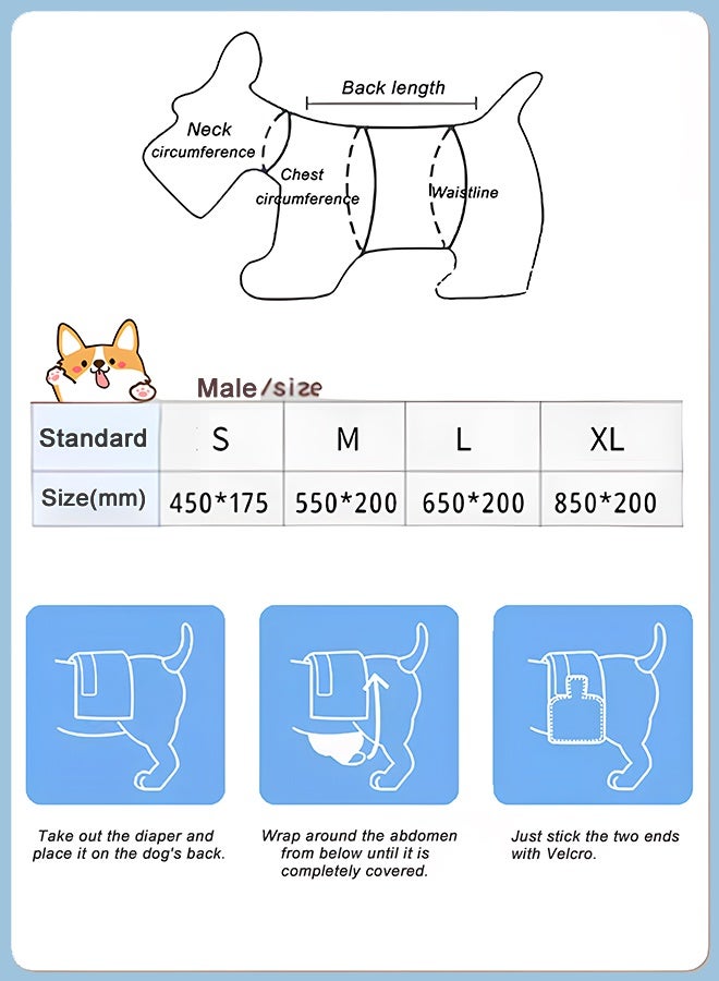 كويفلوكس حفاضات الحيوانات الأليفة للاستخدام مرة واحدة، حفاضات قابلة للتنفس للكلاب الذكور، حفاضات الكلاب فائقة الامتصاص من القماش الناعم، حفاضات للكلاب الذكور، حفاضات مناسبة لتدريب الكلاب على الشبق والتبول المثير وسلس البول، تحتوي على 10 قطع من حفاضات الكلاب الذكور M - Image 3