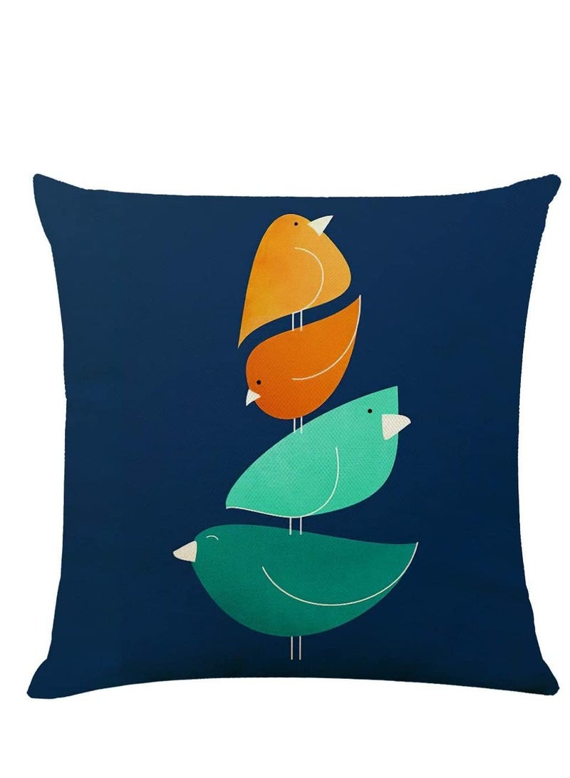 Excefore Pillow Cases, Decorative Pack of 4 Navy Blue Orange Cushion Covers 18x18 inch Linen Square Throw Pillow Covers for Living Room Sofa Couch Bed Pillowcases(45cm x 45cm) - Image 5