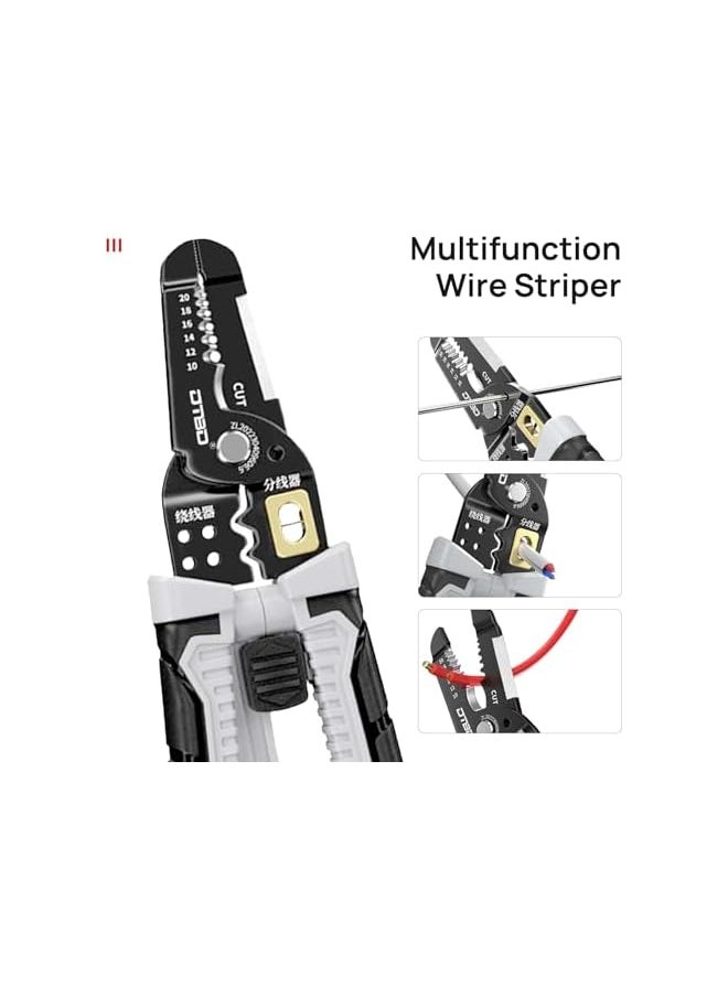 PROMASS 8 in 1 Self-Adjusting Wire Stripper Cutter, Universal Automatic Electrical Wire Strippers for Wire Stripping, Cable Cutting, Crimping Tools from 10 AWG to 24 AWG, Professional Electrician Pliers Tools  - Image 2