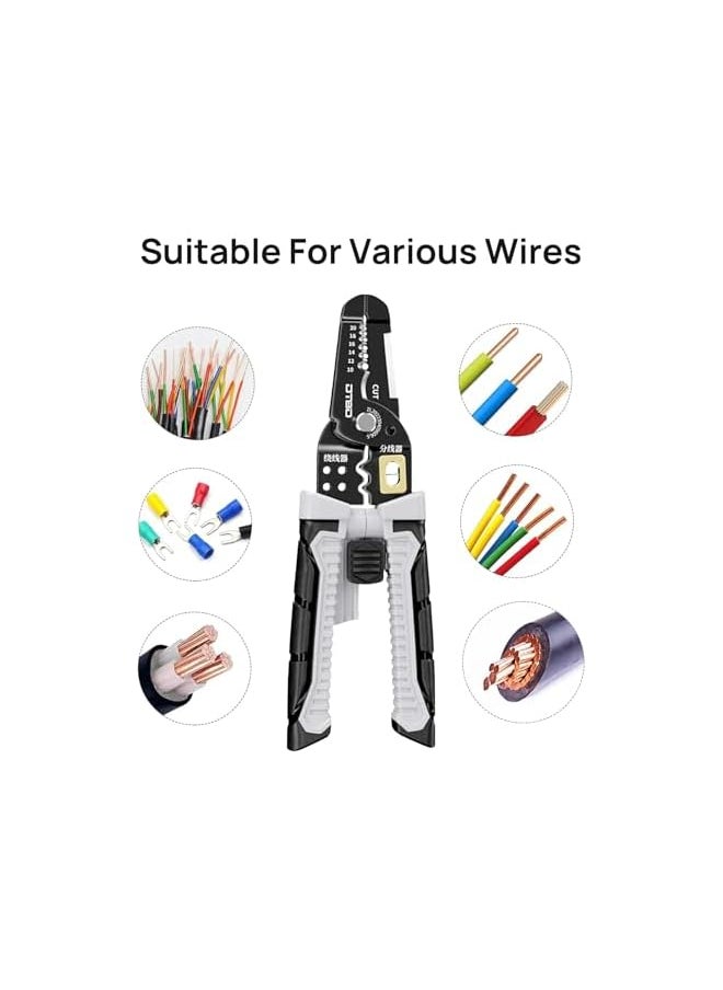 PROMASS 8 in 1 Self-Adjusting Wire Stripper Cutter, Universal Automatic Electrical Wire Strippers for Wire Stripping, Cable Cutting, Crimping Tools from 10 AWG to 24 AWG, Professional Electrician Pliers Tools  - Image 3