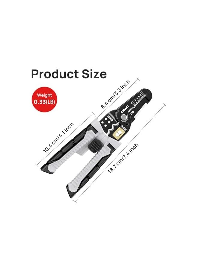 PROMASS - 8 in 1 Self-Adjusting Wire Stripper Cutter, Universal Automatic Electrical Wire Strippers for Wire Stripping, Cable Cutting, Crimping Tools from 10 AWG to 24 AWG, Professional Electrician Pliers Tools - Image 1