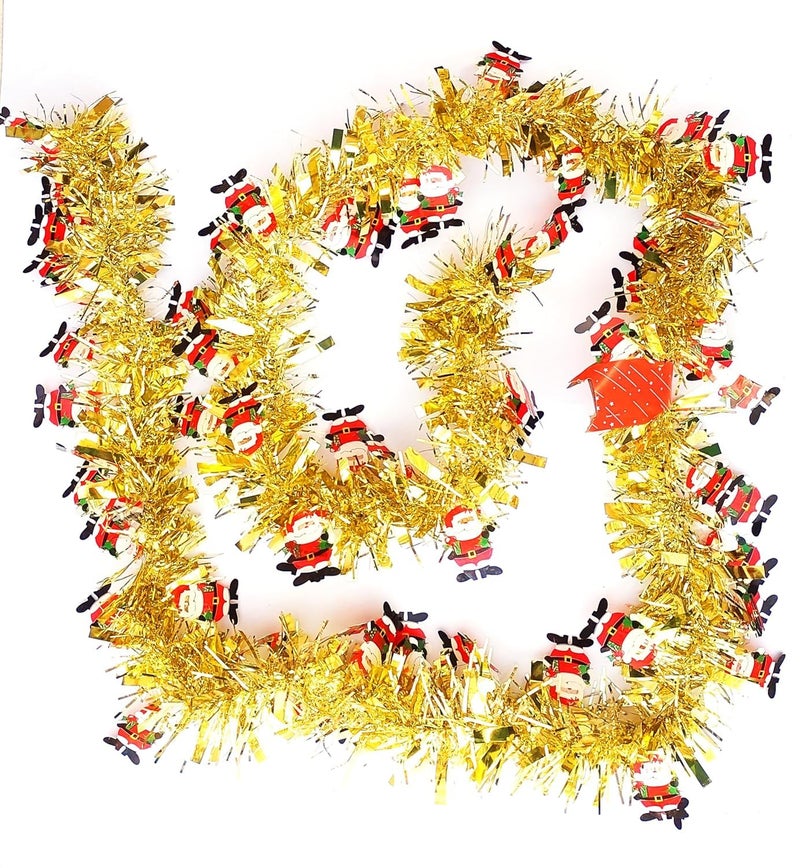 Forty Wings Forty Wings 4 Pcs Golden Santa Claus Tinsel Christmas Garlands Strings Streamers Christmas Decoration Item Christmas Xmas Decoration Ornaments Garland Wreath Decoration Christmas New Year  - Image 2