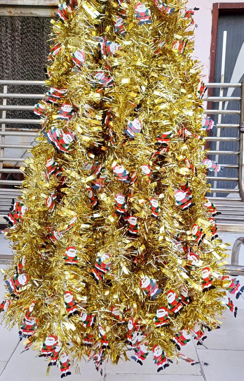 Forty Wings Forty Wings 4 Pcs Golden Santa Claus Tinsel Christmas Garlands Strings Streamers Christmas Decoration Item Christmas Xmas Decoration Ornaments Garland Wreath Decoration Christmas New Year  - Image 4
