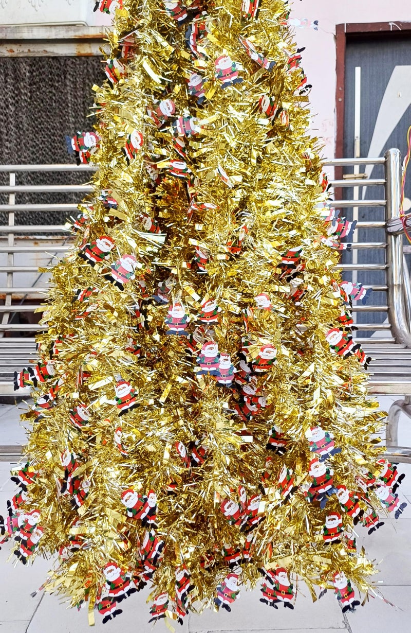 Forty Wings Forty Wings 4 Pcs Golden Santa Claus Tinsel Christmas Garlands Strings Streamers Christmas Decoration Item Christmas Xmas Decoration Ornaments Garland Wreath Decoration Christmas New Year  - Image 1