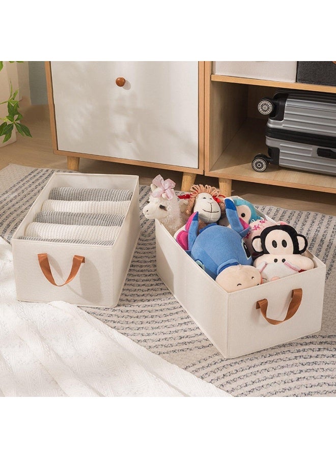 Foldable Fabric Storage Organizer with Reinforced Cardboard Structure & Side Handles – Stackable Linen Storage Box for Clothes, Laundry, Kids Toys, Towels, Books & Household Accessories, Multi-Purpose Closet Shelf Storage Bin for Bedroom, Nursery, Living Room & Wardrobe 42*19 Cm - Image 5