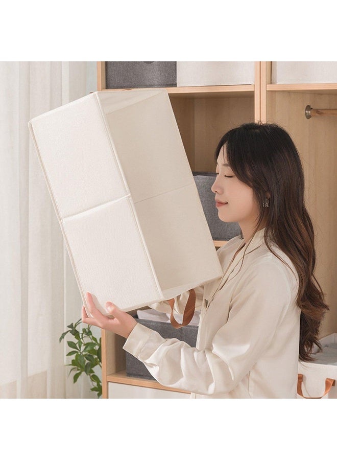 Foldable Fabric Storage Organizer with Reinforced Cardboard Structure & Side Handles – Stackable Linen Storage Box for Clothes, Laundry, Kids Toys, Towels, Books & Household Accessories, Multi-Purpose Closet Shelf Storage Bin for Bedroom, Nursery, Living Room & Wardrobe 42*19 Cm - Image 2