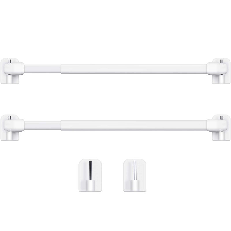 Jetec 2 Pieces Adjustable Plastic Net Curtain Rod 157275 Inch Self Adhesive Shower Curtain Rods for Window Cupboard Bars Tension Drill Less Accessories for Home Bathroom Hotel White