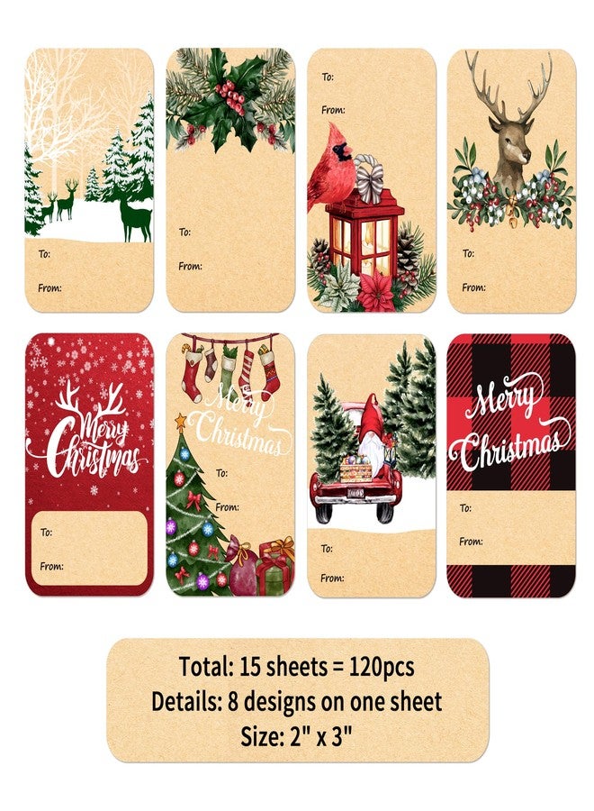 DreamBuilt 120pcs Christmas Gift Tags Stickers Self Adhesive, 2"x3" Christmas Name Tags for Gifts Festival, to from Gift Tag Stickers for Presents - Image 2