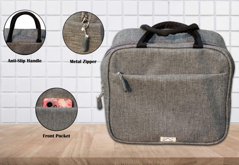 HOMECUTE Thermal Insulated Lunch Bag/Storage Bag/Large Tiffin Bag for Men,Women and Kids,Travel Lunch Pouch Food Storage Bag with Handle,Ideal for Office School College and Picnic (Round Gray) - Image 5