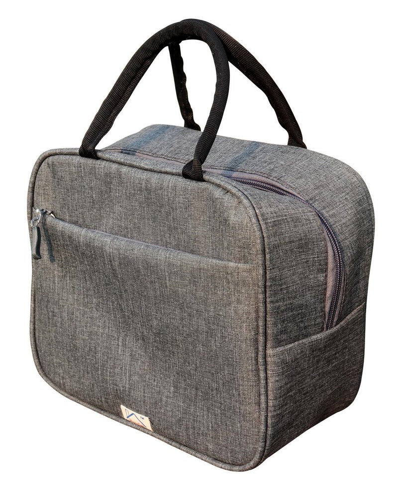 HOMECUTE Thermal Insulated Lunch Bag/Storage Bag/Large Tiffin Bag for Men,Women and Kids,Travel Lunch Pouch Food Storage Bag with Handle,Ideal for Office School College and Picnic (Round Gray) - Image 1