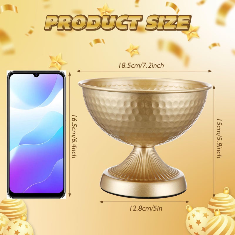 Yiyiring 12 Pcs Gold Urn Vases for Centerpieces 6 Inch Hammered Compote Bowl Vases Set for Wedding Vintage Metal Vase Table Decoration with Anti-Slip Mat for Christmas Anniversary Party - Image 2