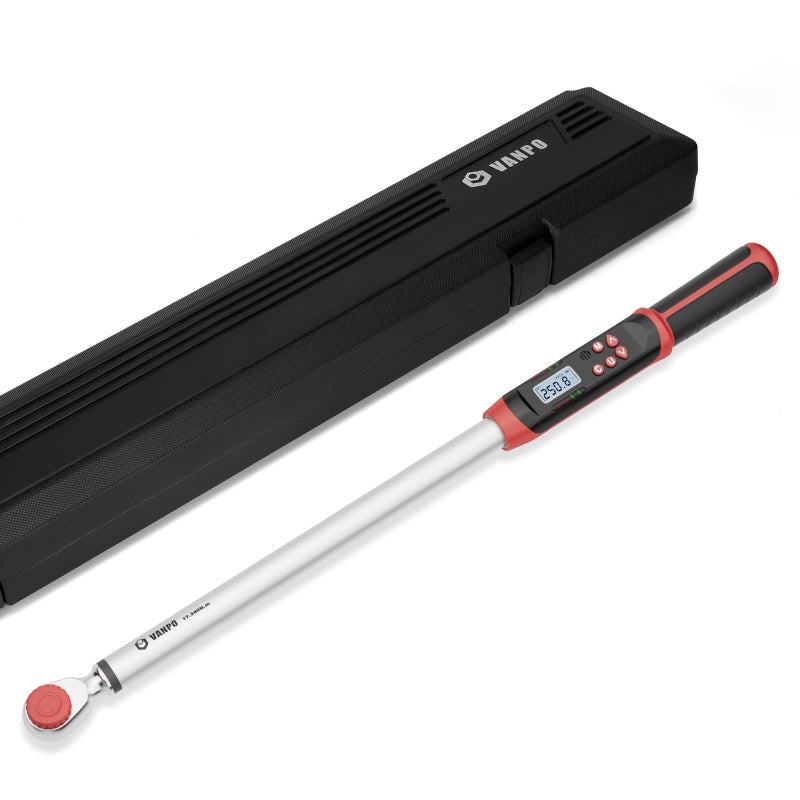 VANPO Digital Torque Wrench 12Inch Drive 1252508 ftlbs17340Nm Electronic Torque Wrench with Buzzer LED Indicator Accurate to 2Torque Wrench Set for Bike Moto Car