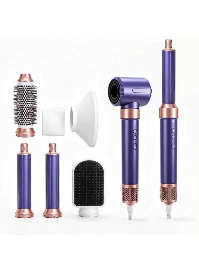 UKLISS 7-in-1 Hair Dryer Brush and Styling Tool Set, Hair Streightening Brushes, Hot Air Curler, for Drying, Combing, Curling, and Straightening Hair, 1400W, 110,000 RPM Air Curler Suitable for Ion-Enhanced Hair Dryer with three Temperature Levels and Cold Air Salon-Quality Styling Black Gift box - Image 1