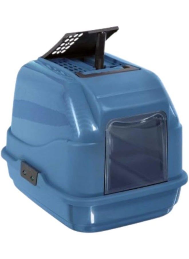 IMAC Easy Cat - Hooded Cat Toilets - Second Life Plastic -  50 x 40 x 40cm[Color - Blue, Dimension - 50 x 40 x 40cm] - Image 1