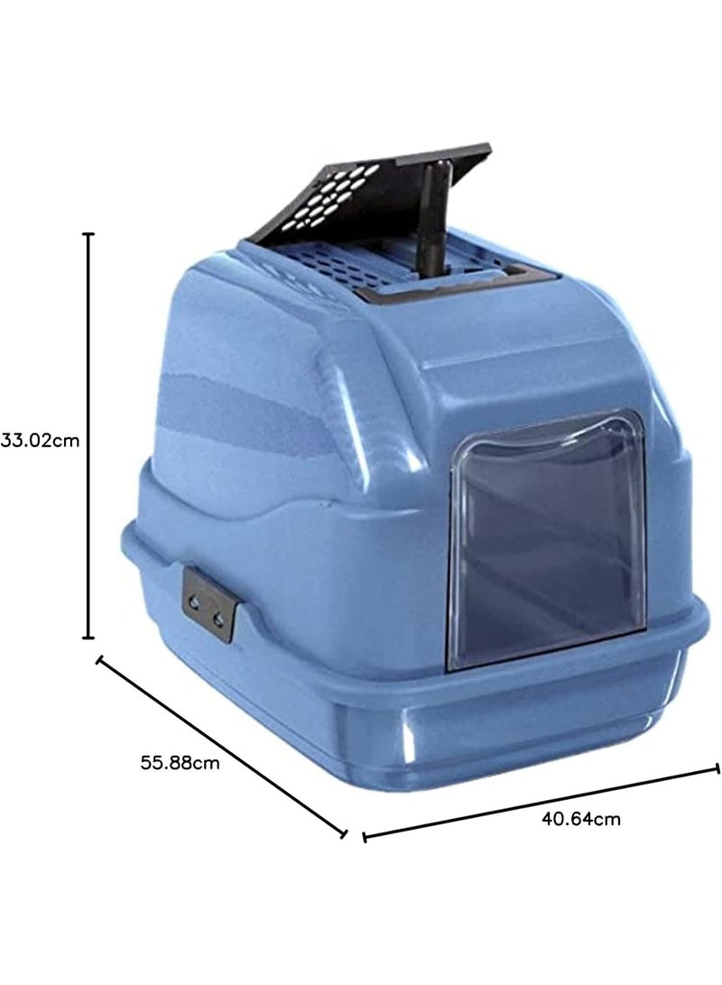IMAC Easy Cat - Hooded Cat Toilets - Second Life Plastic -  50 x 40 x 40cm[Color - Blue, Dimension - 50 x 40 x 40cm] - Image 2