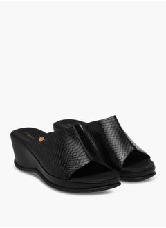Paprika Women's Textured Slip-On Sandals with Wedge Heel  - Image 1