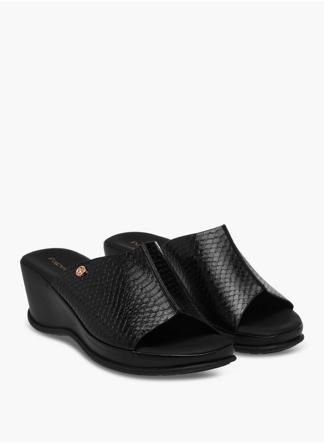 Paprika Women's Textured Slip-On Sandals with Wedge Heel  - Image 1