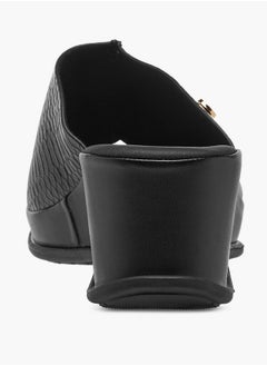 Paprika Women's Textured Slip-On Sandals with Wedge Heel  - Image 5