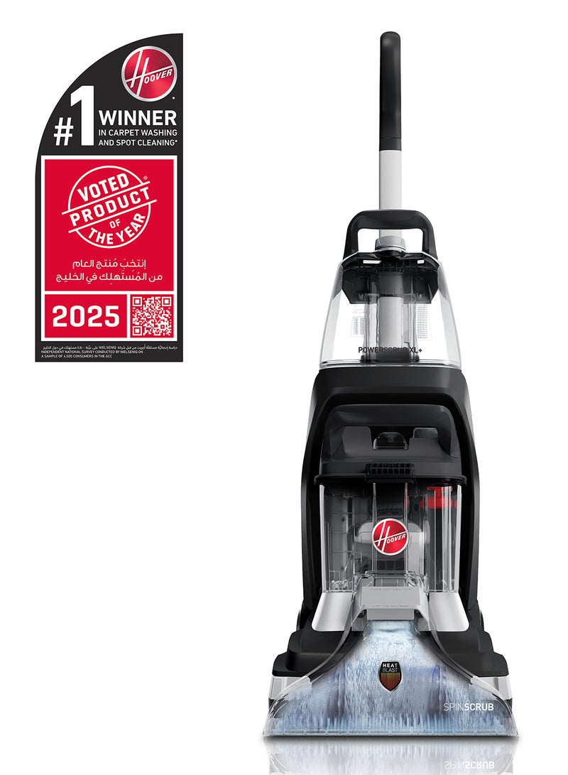 Hoover Power Scrub XL+ Carpet Washer, SpinScrub Technology, Large Capacity Tank, Quick Drying, For Carpet & Hard Floors (CDCW-PSME) 4.5 L 1200 W CDCW-PSME Black/Silver - Image 1