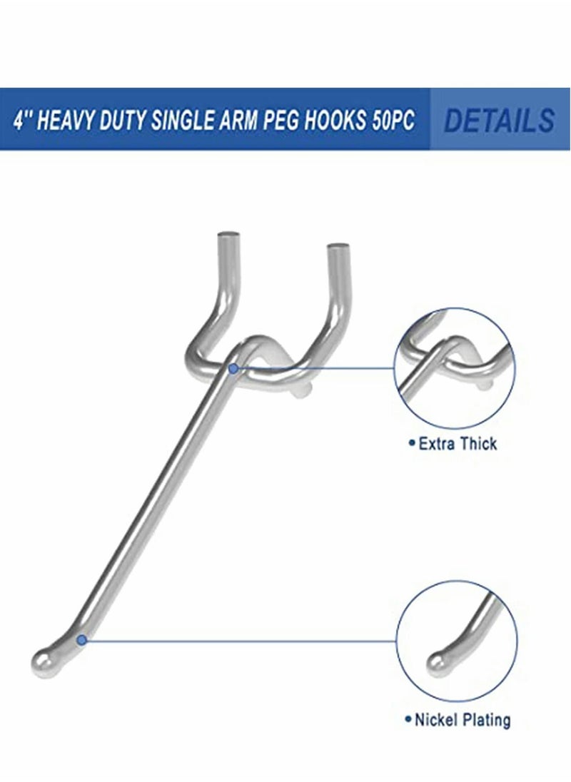 Y&D Pegboard Hooks, Peg Super Heavy Duty Metal Shelving with Ball Assortment Sturdy Fits 1/4” Garage Storage Organizer 10Packs 4 inch  - Image 2