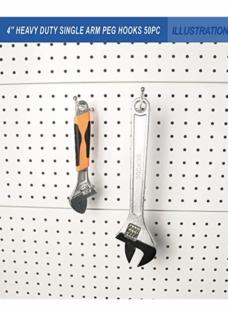 Y&D Pegboard Hooks, Peg Super Heavy Duty Metal Shelving with Ball Assortment Sturdy Fits 1/4” Garage Storage Organizer 10Packs 4 inch  - Image 4