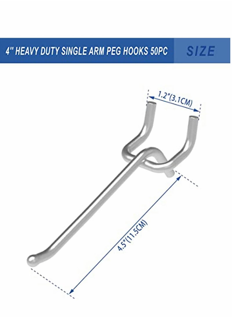 Y&D Pegboard Hooks, Peg Super Heavy Duty Metal Shelving with Ball Assortment Sturdy Fits 1/4” Garage Storage Organizer 10Packs 4 inch  - Image 3