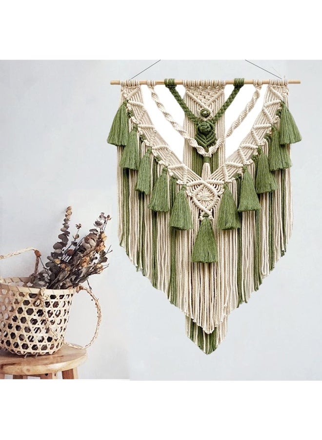 DUNISO Macrame Wall Hanging Art Woven Geometric Dorm Room Decoration，Macrame Wall Hanging Art Woven，Boho Home Decor Geometric Apartment Dorm Room Decoration (Green Tree of Life)  - Image 1