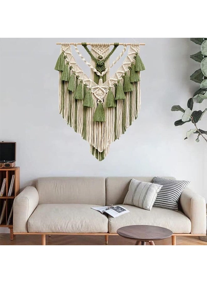 DUNISO Macrame Wall Hanging Art Woven Geometric Dorm Room Decoration，Macrame Wall Hanging Art Woven，Boho Home Decor Geometric Apartment Dorm Room Decoration (Green Tree of Life)  - Image 3