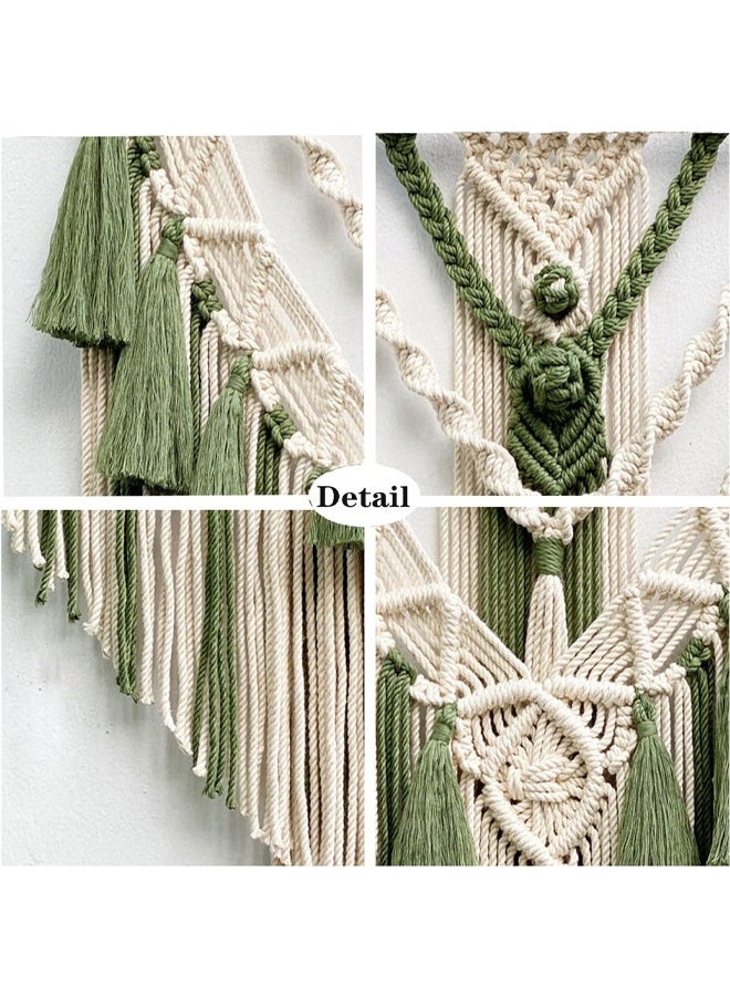 DUNISO Macrame Wall Hanging Art Woven Geometric Dorm Room Decoration，Macrame Wall Hanging Art Woven，Boho Home Decor Geometric Apartment Dorm Room Decoration (Green Tree of Life)  - Image 4