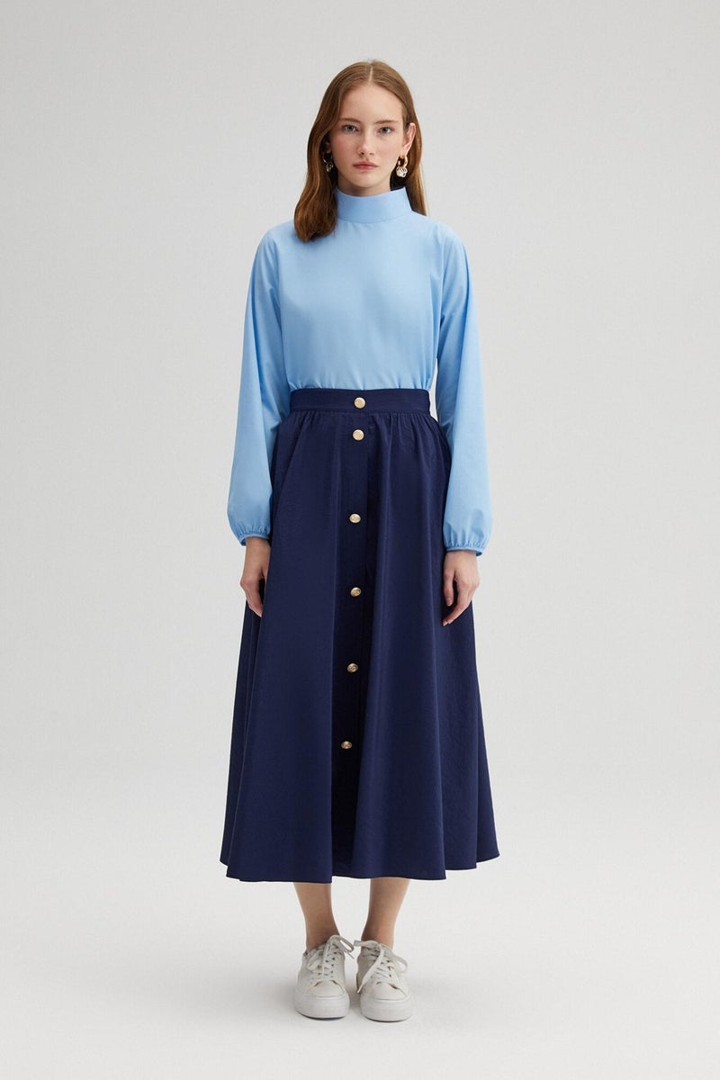 Touche Gold Buttoned Cupra Skirt  - Image 1