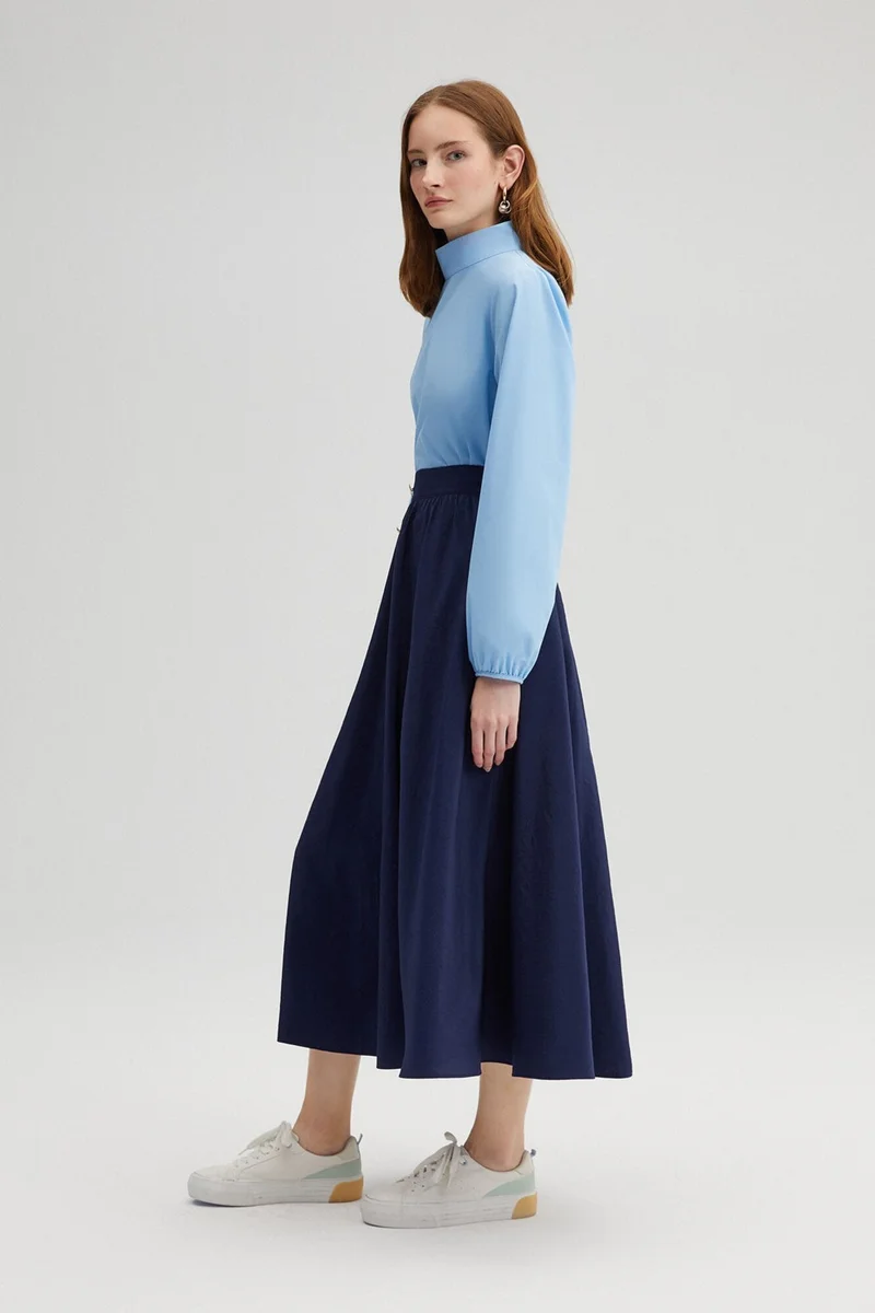 Touche Gold Buttoned Cupra Skirt