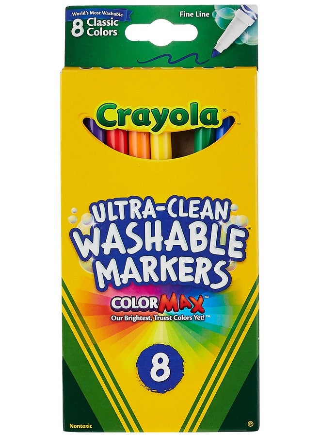 Crayola Ultra Clean Washable Markers, Fine Line , School Supplies, 8 Count - Image 1