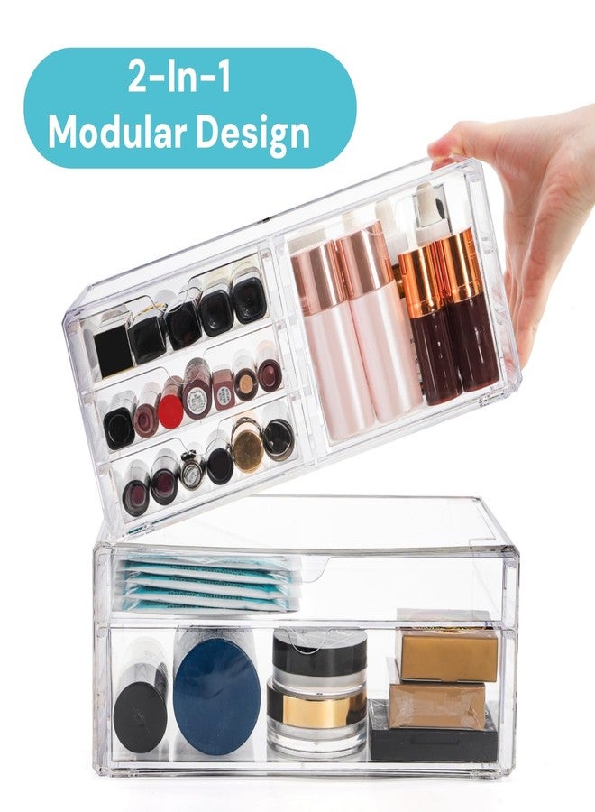 Jowgut Acrylic Makeup Organizer with 6 Drawers, 11" Stackable Office Desk Organizer Accessories, Clear Bathroom Storage Drawers for Makeup Palettes, Cosmetics, Vanity, Art Craft Supplies - Image 4