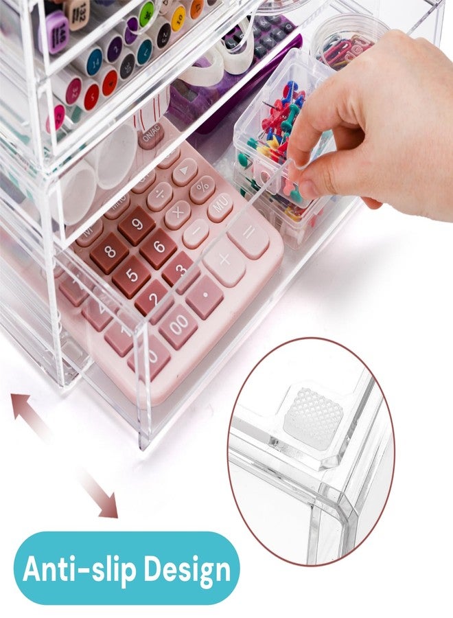 Jowgut Acrylic Makeup Organizer with 6 Drawers, 11" Stackable Office Desk Organizer Accessories, Clear Bathroom Storage Drawers for Makeup Palettes, Cosmetics, Vanity, Art Craft Supplies - Image 5